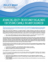 Advancing Equity-Driven Family Engagement for Systems Change in Early Childhood