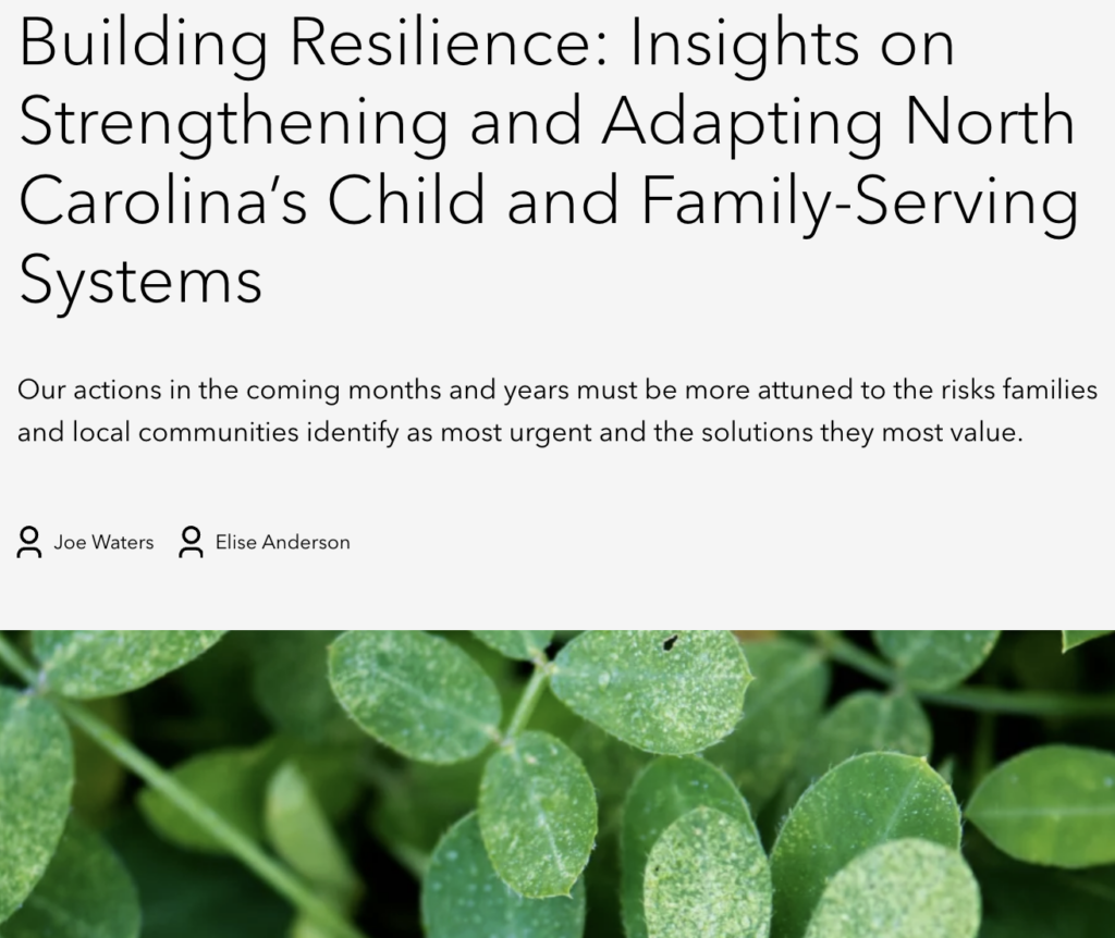 Building Resilience Across North Carolina’s Child and Family-Serving Systems